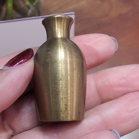 Vintage Miniature Brass Vase - Picture 2 of 7